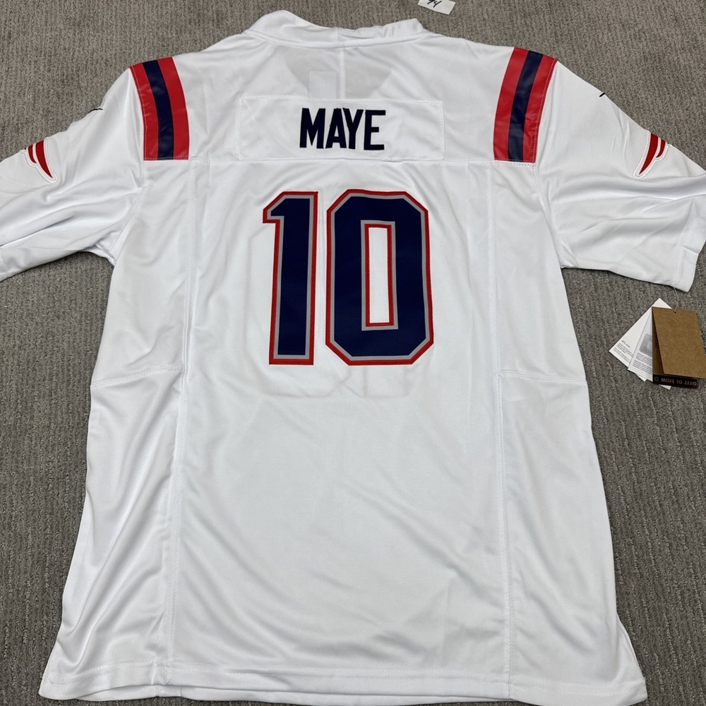 Nike Drake Maye Super Bowl 60 LX Patch Game Jersey New England Patriots White - Picture 12 of 13